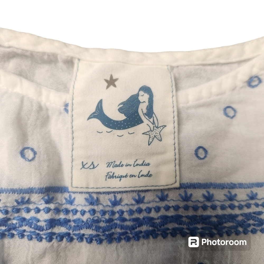 Anthropologie Mermaid Meadowbrook White Blouse Embroidered Top Sz XS - Picture 4 of 10